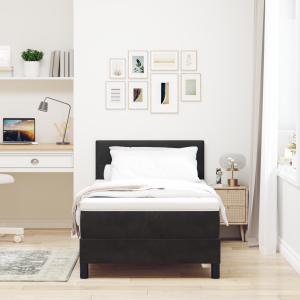 vidaXL Boxspringbed met matras Zwart 90 x 200 cm Fluweel