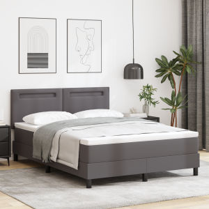 vidaXL Boxspringbed met matras kunstleer grijs 160x200 cm