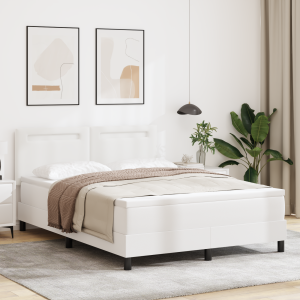 vidaXL Boxspringbed met matras Wit 160 x 200 cm Kunstleer