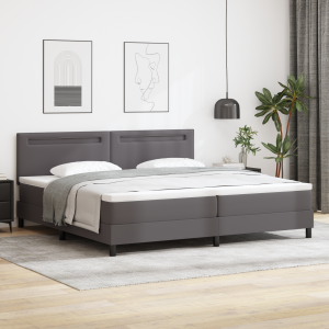 vidaXL Boxspringbed met matras kunstleer grijs 200x200 cm