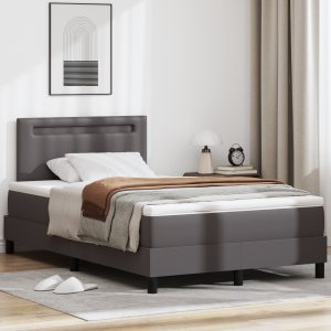 vidaXL Boxspringbed met matras kunstleer grijs Small Double