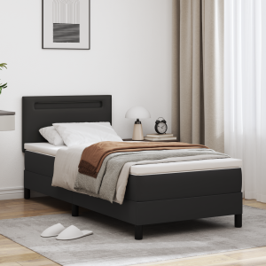 vidaXL Boxspringbed met matras Zwart 100 x 200 cm Kunstleer