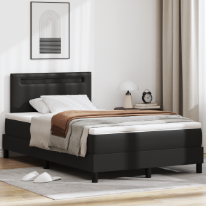 vidaXL Boxspringbed met matras Zwart 120 x 200 cm Kunstleer