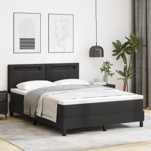 vidaXL Boxspringbed met matras Zwart 140 x 200 cm Kunstleer