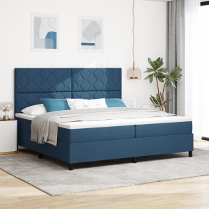 vidaXL Boxspringbed met Matras & LED Blauw 200x200 cm Stof