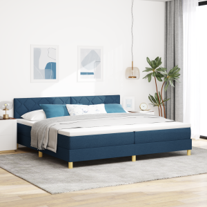 vidaXL Boxspringbed met Matras & LED Blauw 200x200 cm Stof