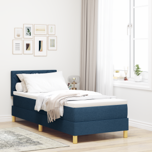 vidaXL LED Box Spring Bed met hoofdeinde Blauw 80 x 200 cm Stof