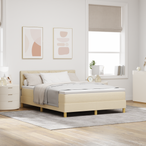 vidaXL LED Box Spring Bed met hoofdeinde Crème 160 x 200 cm Stof