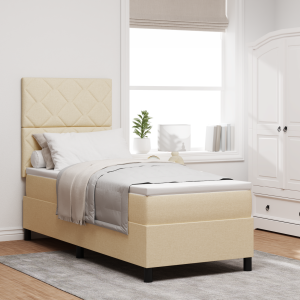vidaXL Boxspring bed met matras met LED Crème 80 x 200 cm Stof