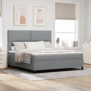 vidaXL Boxspringbed met Matras & LED Licht Grijs 180x200 cm Stof