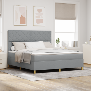 vidaXL Boxspringbed met Matras & LED Lichtgrijs 180x200 cm Stof