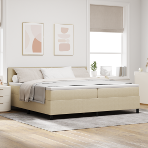 vidaXL Boxspringbed met Matras & LED Verlichting Groen Grijs 200x200 cm Katoen