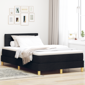 vidaXL LED Box Spring Bed met hoofdeinde Zwart 120 x 190 cm Stof