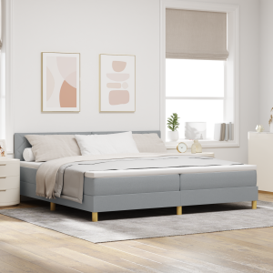 vidaXL Boxspringbed met kussen Lichtgrijs 200 x 200 cm Stof