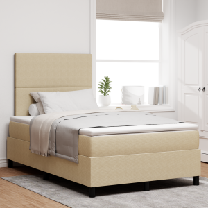 vidaXL Boxspringbed met Matras Lichtgroen Grijs 120x200 cm Katoenen Stof