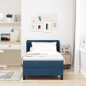 vidaXL Boxspringbed met matras met hoofdeinde Blauw 100 x 200 cm Stof