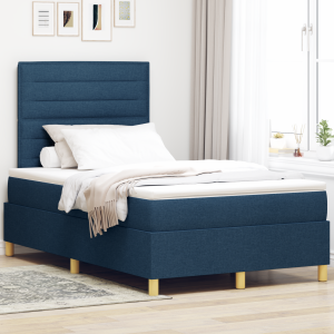 vidaXL Boxspringbed met matras stof blauw 120x200 cm