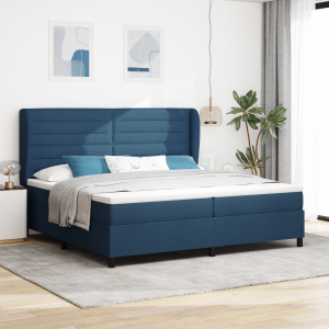 vidaXL Boxspringbed met matras stof blauw 200x200 cm