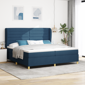 vidaXL Boxspringbed met matras stof blauw 200x200 cm