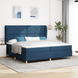 vidaXL Boxspringbed met matras stof blauw 200x200 cm