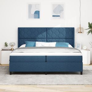 vidaXL Boxspringbed met matras stof blauw 200x200 cm