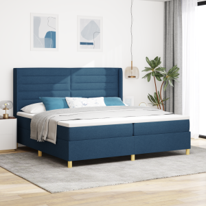 vidaXL Boxspringbed met matras stof blauw 200x200 cm