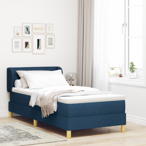 vidaXL Boxspringbed met matras stof blauw 80x200 cm