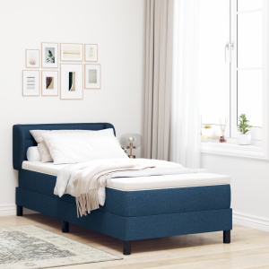 vidaXL Boxspringbed met matras stof blauw 80x200 cm