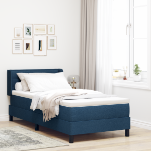 vidaXL Boxspringbed met matras stof blauw 80x200 cm