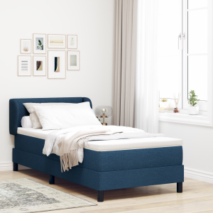 vidaXL Boxspringbed met matras stof blauw 90x200 cm