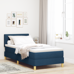 vidaXL Boxspringbed met matras stof blauw 90x200 cm