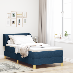 vidaXL Boxspringbed met matras stof blauw, 90x200 cm