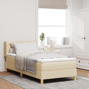 vidaXL Boxspringbed met matras met hoofdeinde Crème 200 x 100 cm Stof