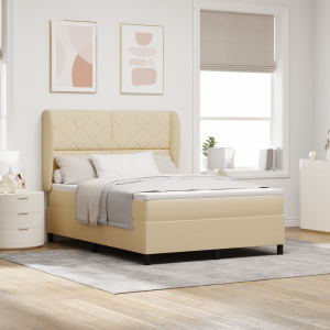vidaXL Boxspringbed met matras stof crèmekleurig 160x200 cm