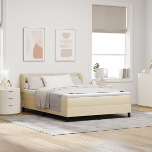 vidaXL Boxspringbed met matras met hoofdeinde Crème 160 x 200 cm Stof