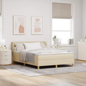 vidaXL Boxspringbed met matras met hoofdeinde Crème 160 x 200 cm Stof