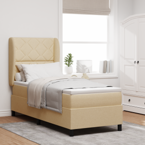 vidaXL Boxspring bed met matras met hoofdeinde Crème 80 x 200 cm Stof