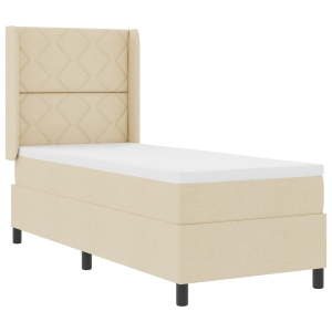 vidaXL Boxspringbed met matras met hoofdeinde Crème 200 x 80 cm Stof