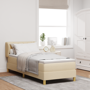 vidaXL Boxspringbed met matras met hoofdeinde Crème 80 x 200 cm Stof