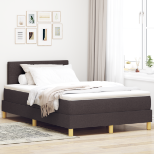 vidaXL Boxspringbed met matras stof donkerbruin 120x200 cm