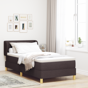 vidaXL Boxspringbed met matras Donkerbruin 90 x 200 cm Stof