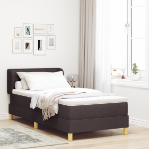 vidaXL Boxspringbed met matras Donkerbruin 90 x 200 cm Stof