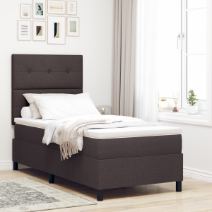 vidaXL Boxspringbed met matras stof donkerbruin Single