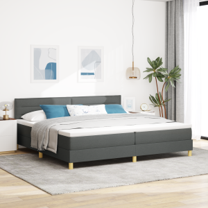 vidaXL Boxspringbed met kussen Donkergrijs 200 x 200 cm Stof