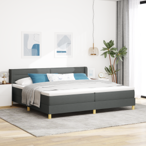 vidaXL Boxspringbed met matras Donkergrijs 200 x 200 cm Stof