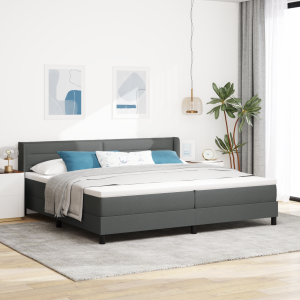 vidaXL Boxspringbed met hoofdeinde Donkergrijs 200 x 200 cm Stof