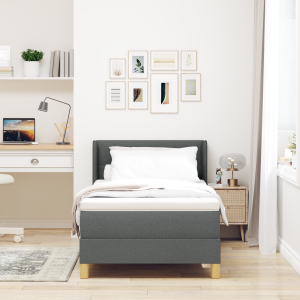 vidaXL Boxspringbed met matras Donkergrijs 190 x 90 cm Stof
