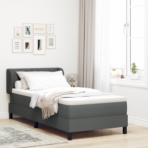 vidaXL Boxspringbed met matras Donkergrijs 90 x 200 cm Stof