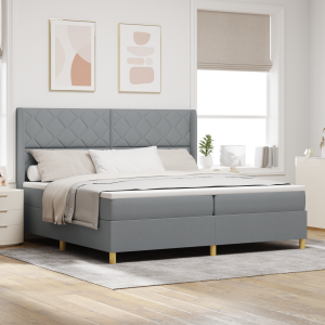vidaXL Boxspringbed met matras Lichtgrijs 200 x 200 cm Stof