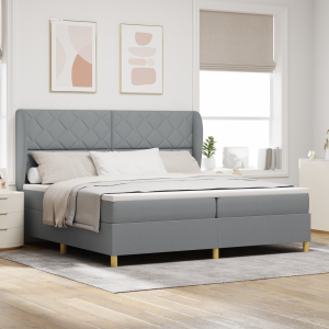 vidaXL Boxspringbed met matras Lichtgrijs 200 x 200 cm Stof